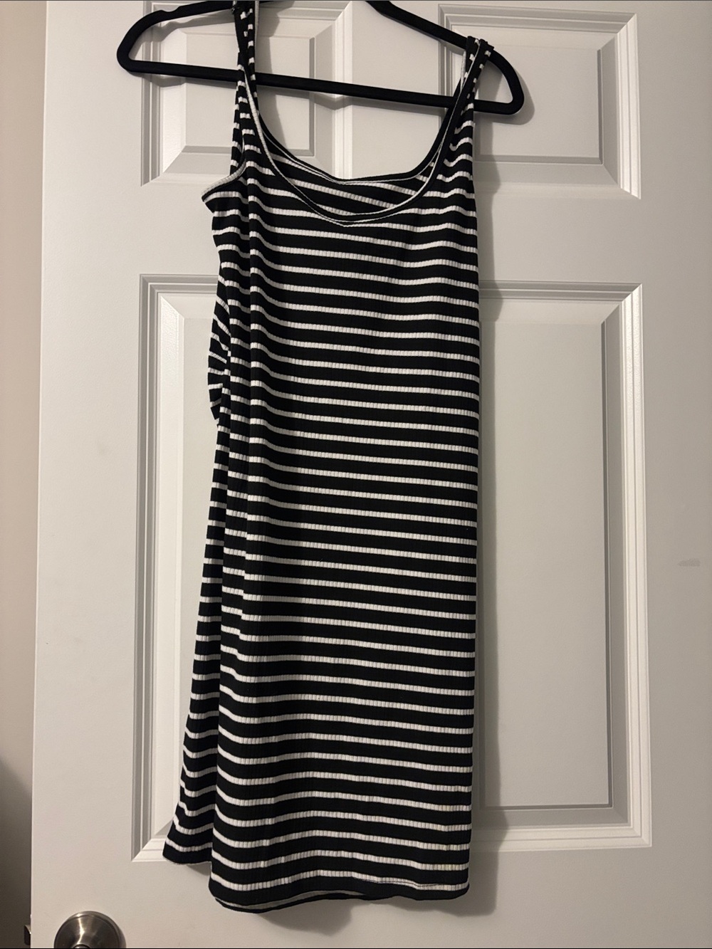 SHEIN Black and White Striped Midi Dress